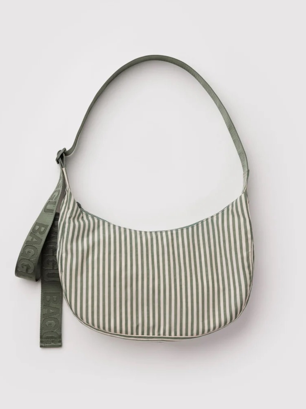 BAGGU Medium Nylon Crescent Bag in Sage Stripe New with tags NWT
